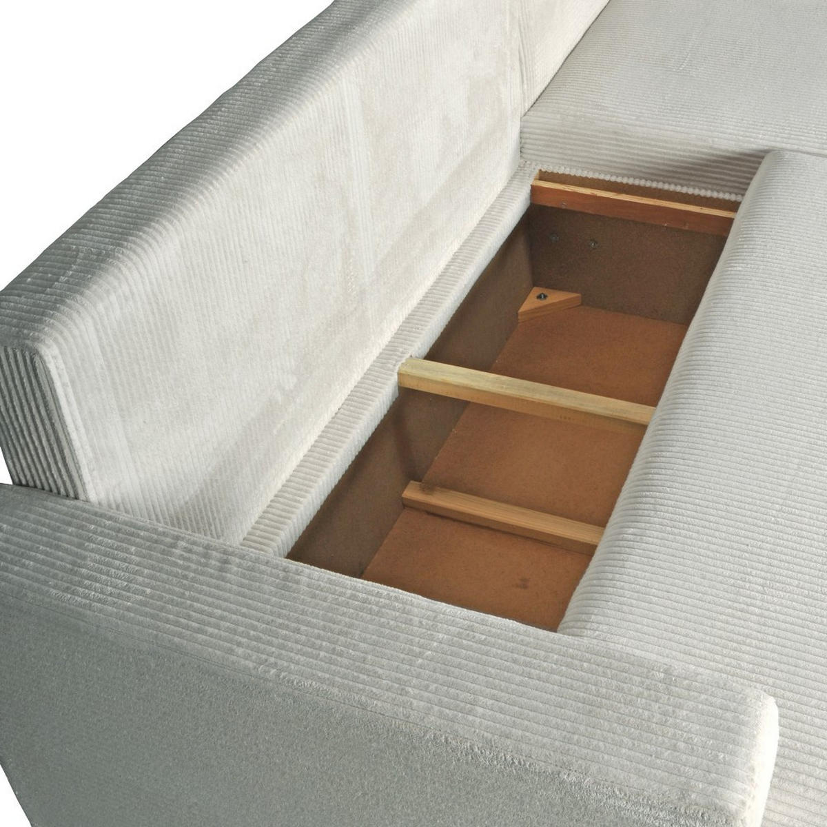 ECKSOFA THEO/ umwandelbar und wendbar, mit Truhe in Cord - Hellgrau - Hellgrau, Textil (145/230cm) - Weber Industries