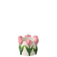 BLUMENTOPF TULPE Weiß - Rosa, Keramik (16/13cm) - J-Line
