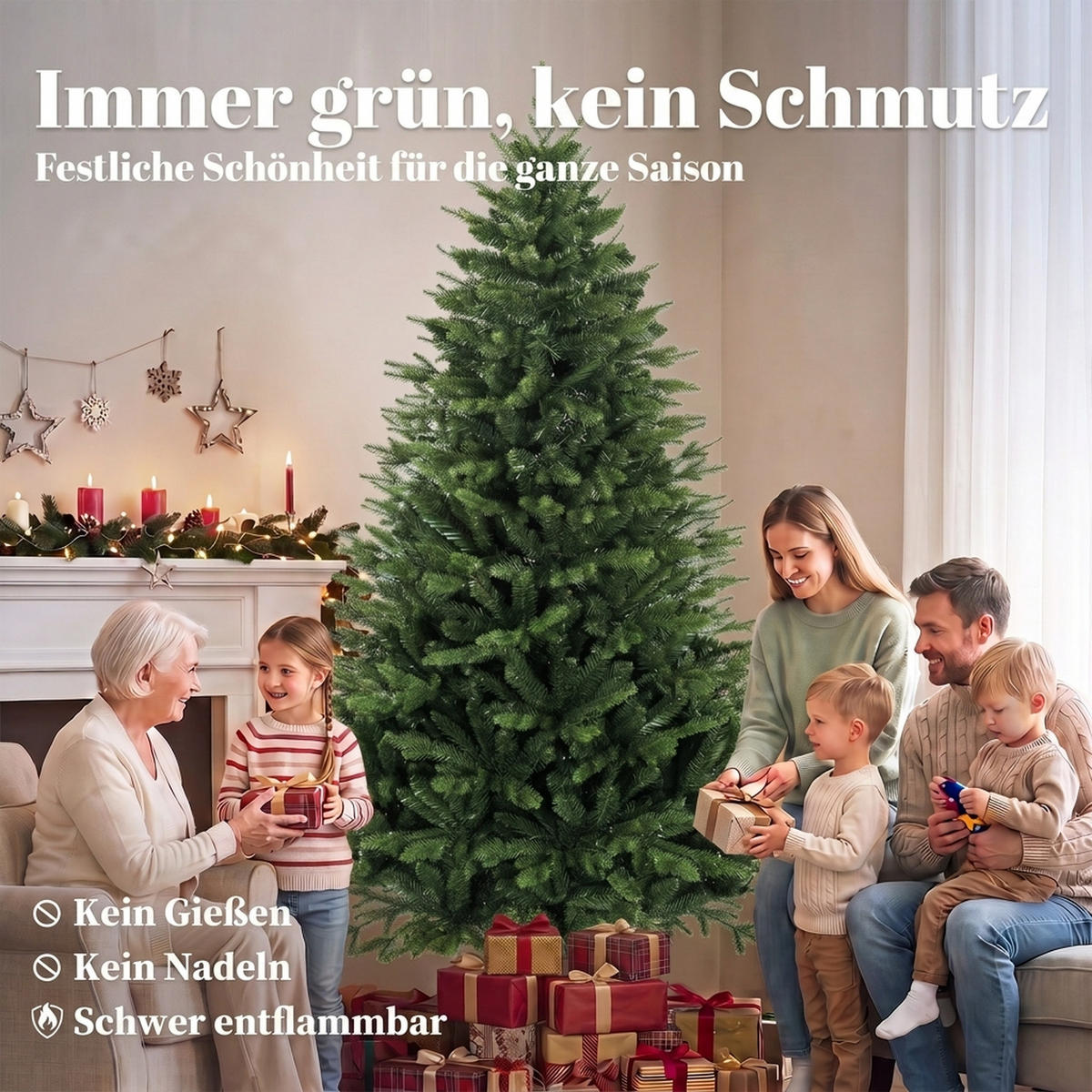 WEIHNACHTSBAUM Kunststoff Kiefernholz Grün - Grün, Kunststoff (180cm) - HOMCOM