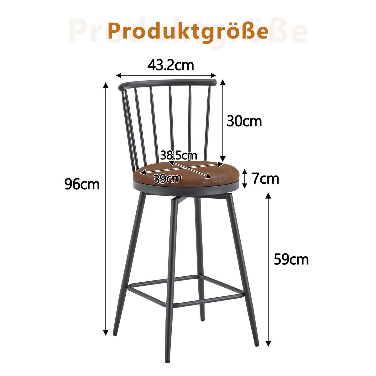 BARHOCKER DE-36667 2er Set mit Tech-Stoff und Metallgestell Braun - Braun, Metall (39/96/39cm) - ComfortXL