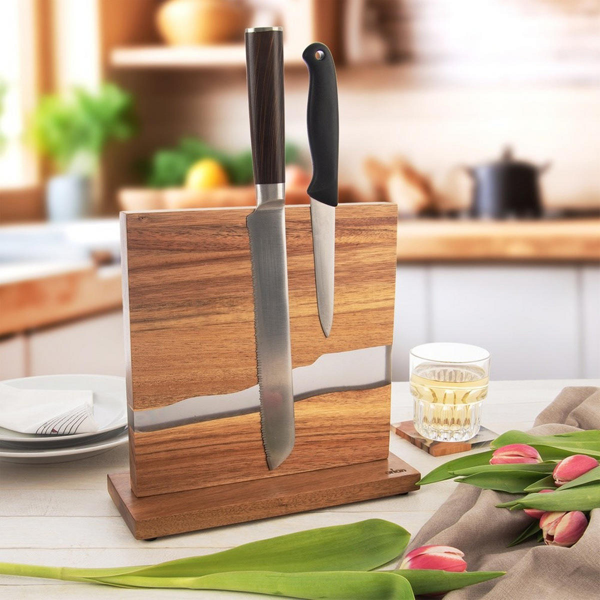 MESSERHALTER magnetisch River doppelseitig Natur - Naturfarben, Holz (9.5/23.5/24cm) - Orion 