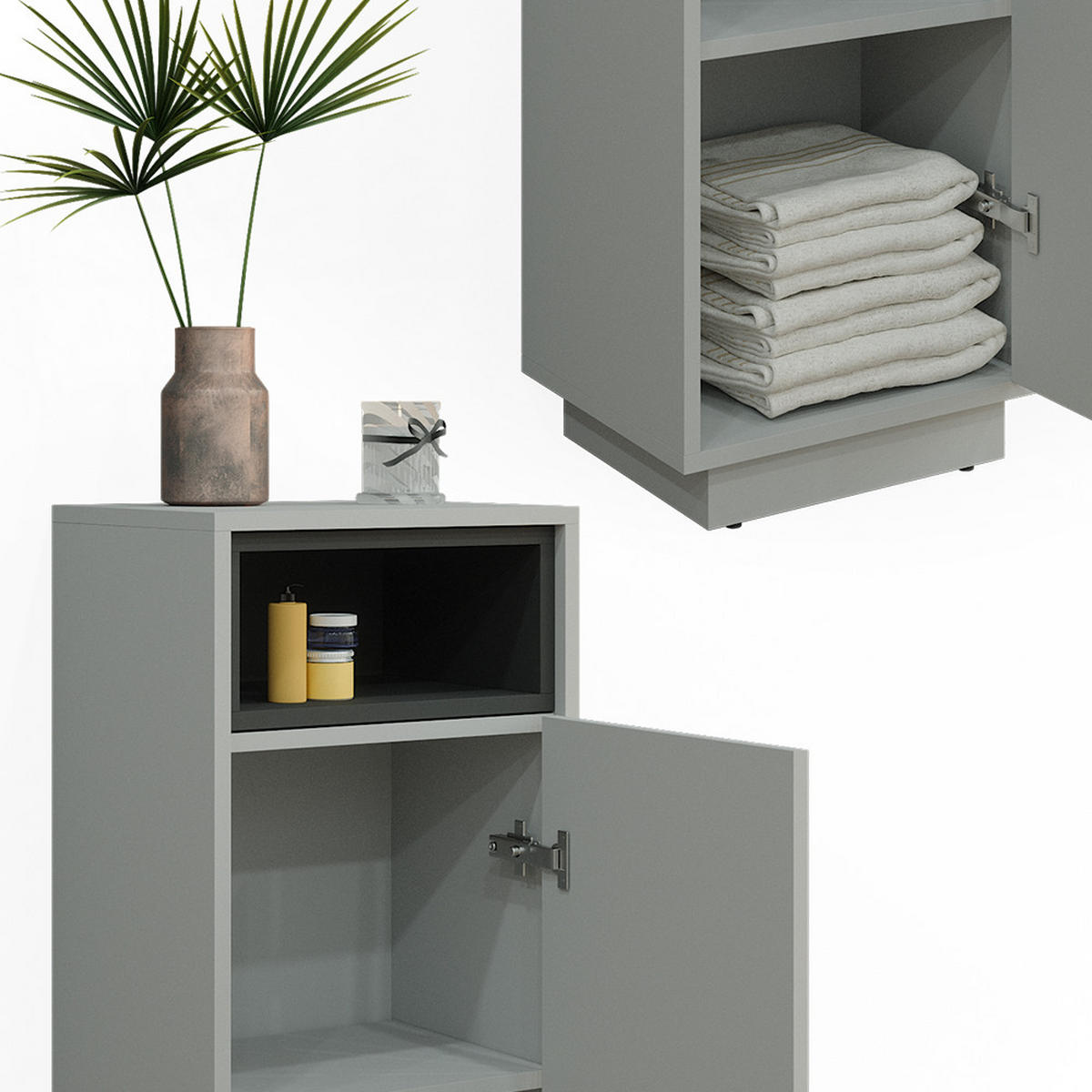 MIDISCHRANK Beatrice Grau 38 x 93 cm - Grau, Holzwerkstoff (30/93/38cm) - Vicco
