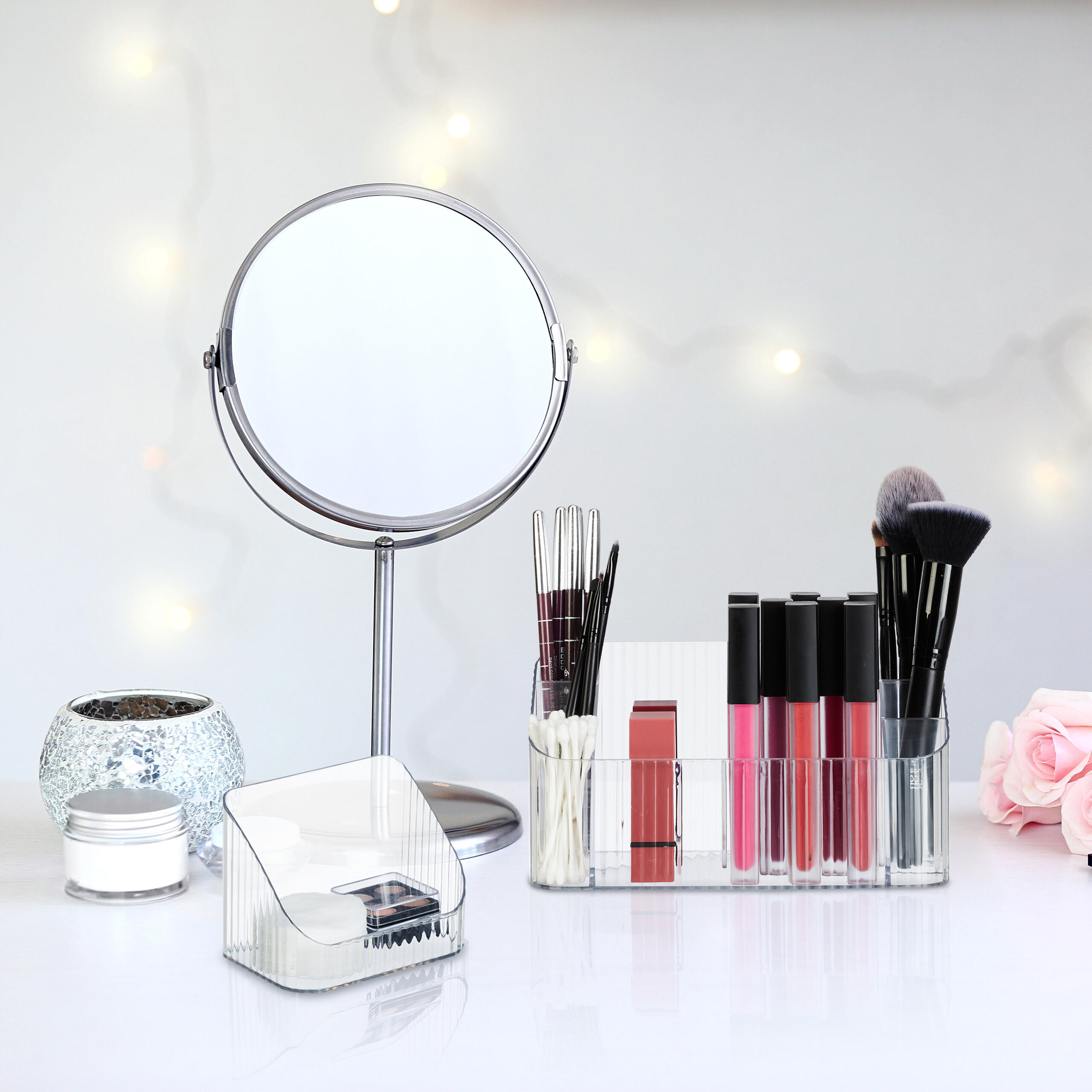 Thumbnail - Relaxdays 2Xkosmetik-Organizer, Transparent, Kunststoff, 20.5x10.5x9.5 cm, Badaccessoires, Waschplatzzubehör, Kosmetikdo...