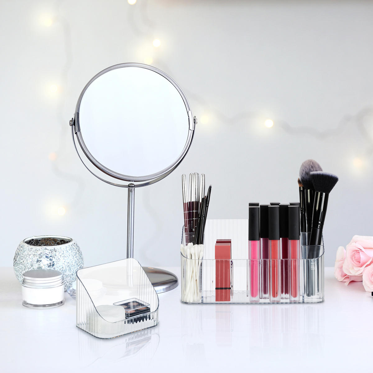 2xKOSMETIK-ORGANIZER - Transparent, Kunststoff (20.5/10.5/9.5cm) - Relaxdays