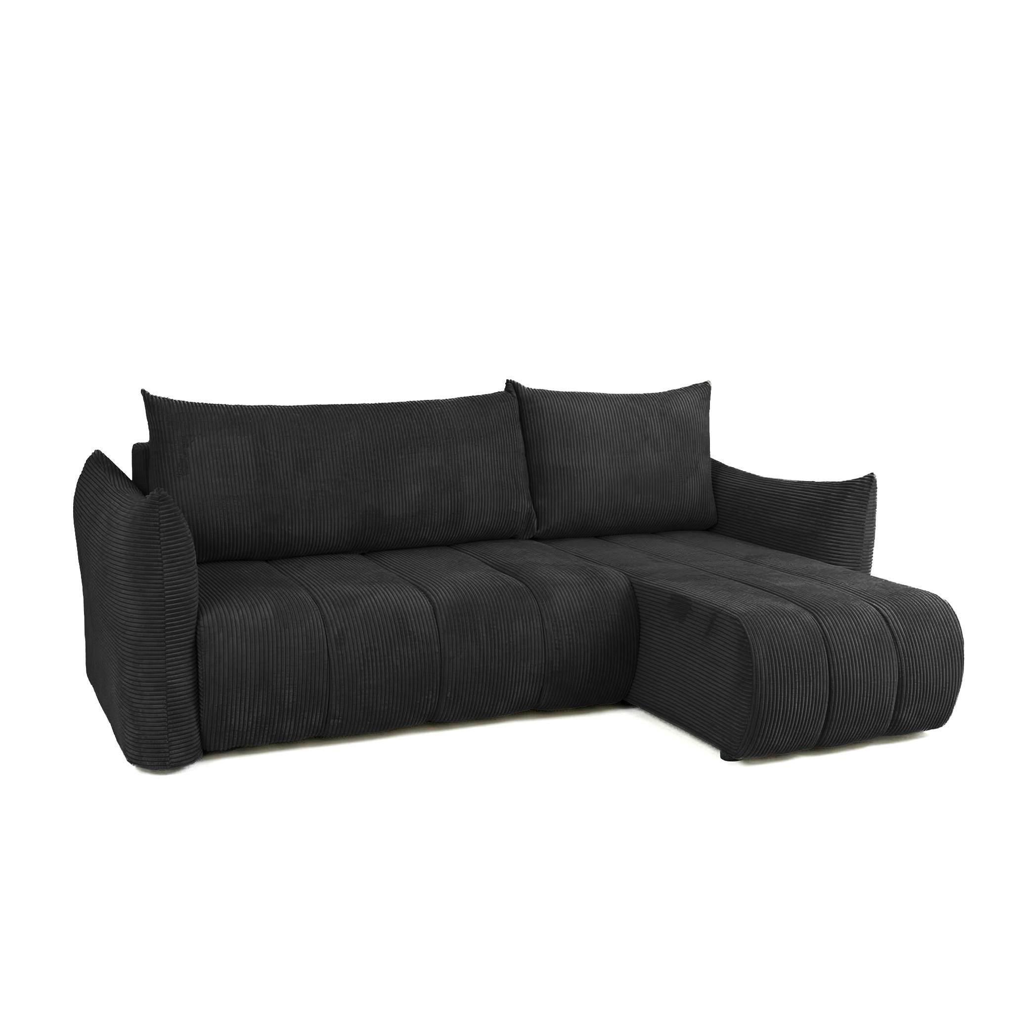 ECKSOFA Ontario Xs Mit Schlaffunktion - Schwarz, Holzwerkstoff/Textil (226/154cm) - Fun Möbel