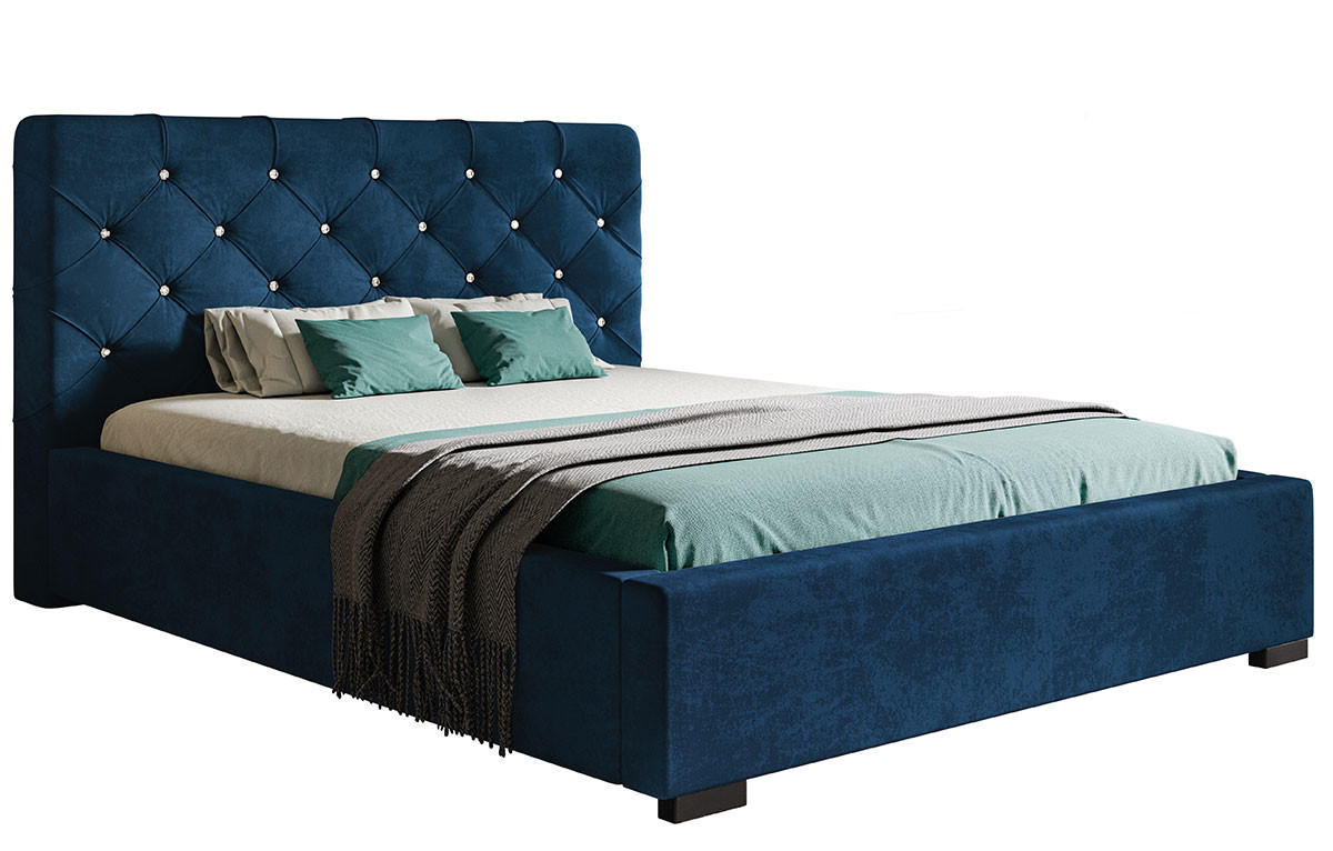BETT Blau BEN 11 Gepolstert Mit Bettkasten 180x200 cm - Dunkelblau, Textil (180/200cm) - Sepro Meble