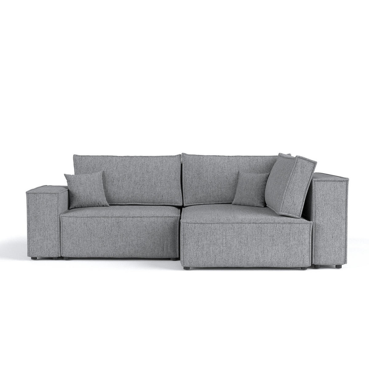 ECKSOFA AVION mit Schlaffunktion Grau im Neve Stoff - Schwarz/Grau, Holz/Holzwerkstoff (253/148cm) - AltaBeds