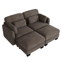 2-SITZER-SOFA mit 2 Ottomanen, DE-42686, Braun - Braun, Holz (176/88/143cm) - ComfortXL