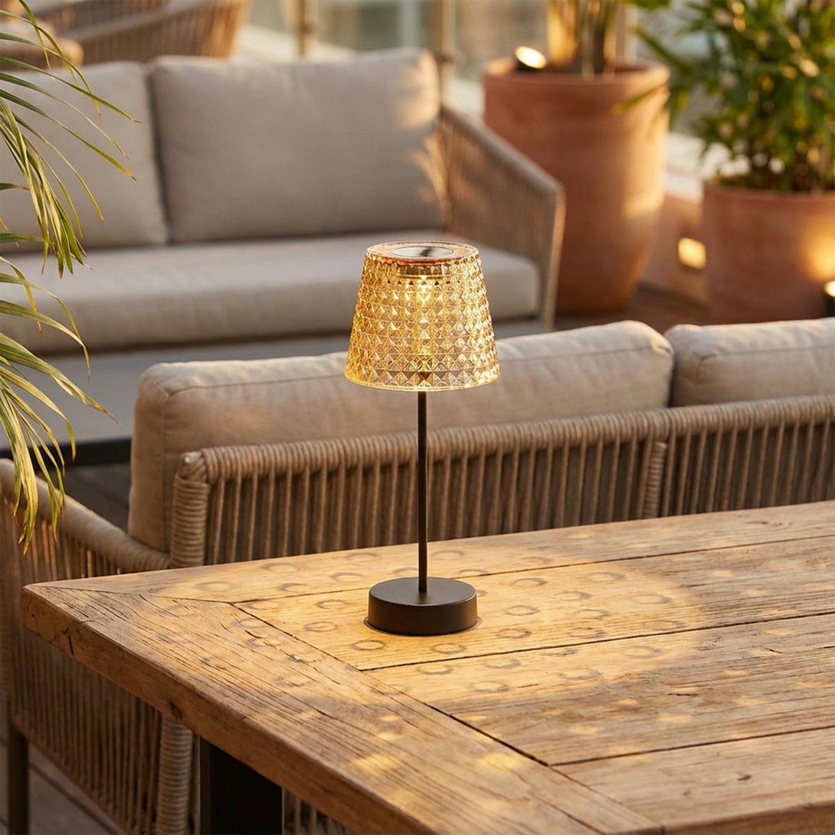 SOLARLEUCHTE LED Kunststoff rauchfarben Tischlampe, 4er Set - Schwarz, Kunststoff (12.5/12.5/29cm) - Globo Lighting
