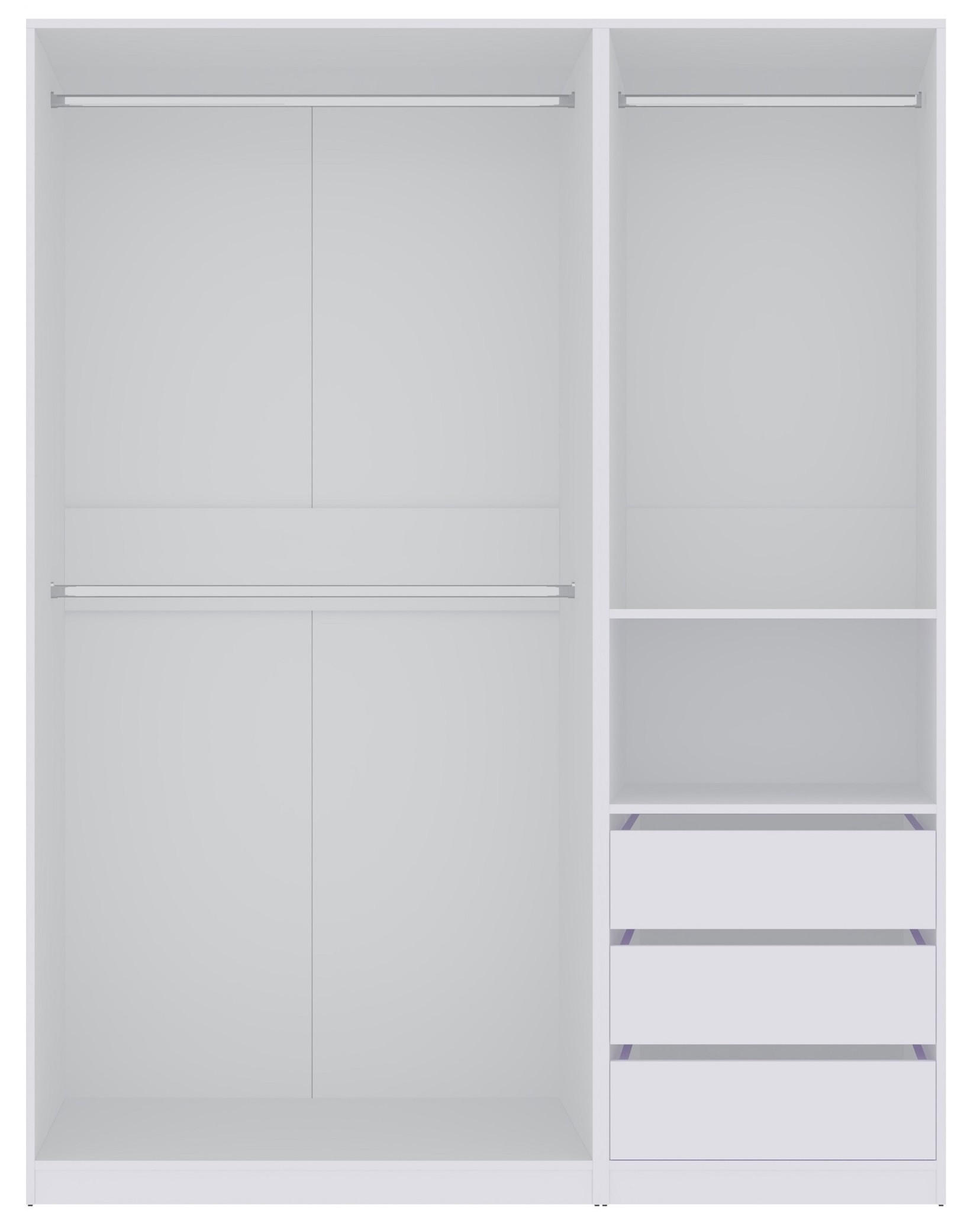 GARDEROBENSCHRANK TRES H/B Weiß 160/206/51 cm - Weiß, Holzwerkstoff (160/206/51cm)