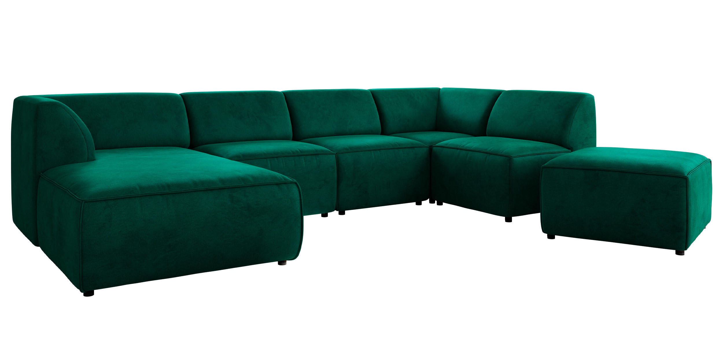 WOHNLANDSCHAFT MODARO U 6M - Dunkelgrün Velvet - Links - Dunkelgrün/Schwarz, Textil (180/78/345cm) - MKS