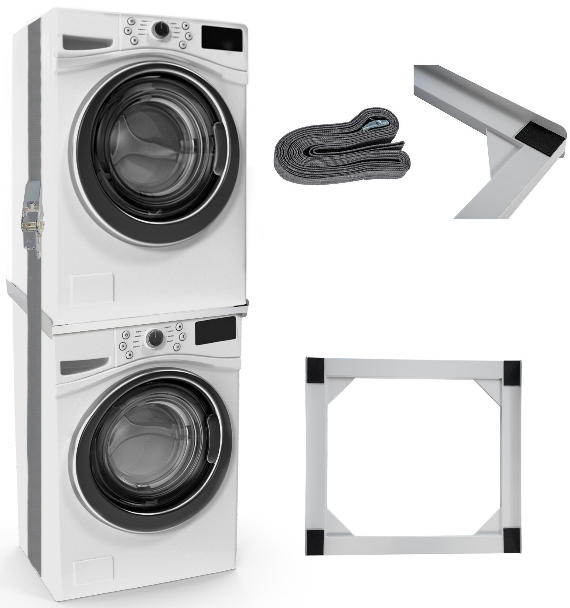 VERBINDUNGSRAHMEN für Waschmaschine/Trockner EDEO - Universal - Weiß, Metall (60/8/55cm) - DELUKE