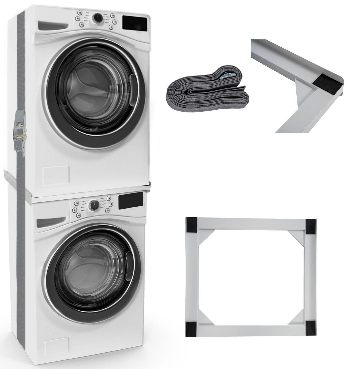 VERBINDUNGSRAHMEN für Waschmaschine/Trockner EDEO - Universal - Weiß, Metall (60/8/55cm) - DELUKE