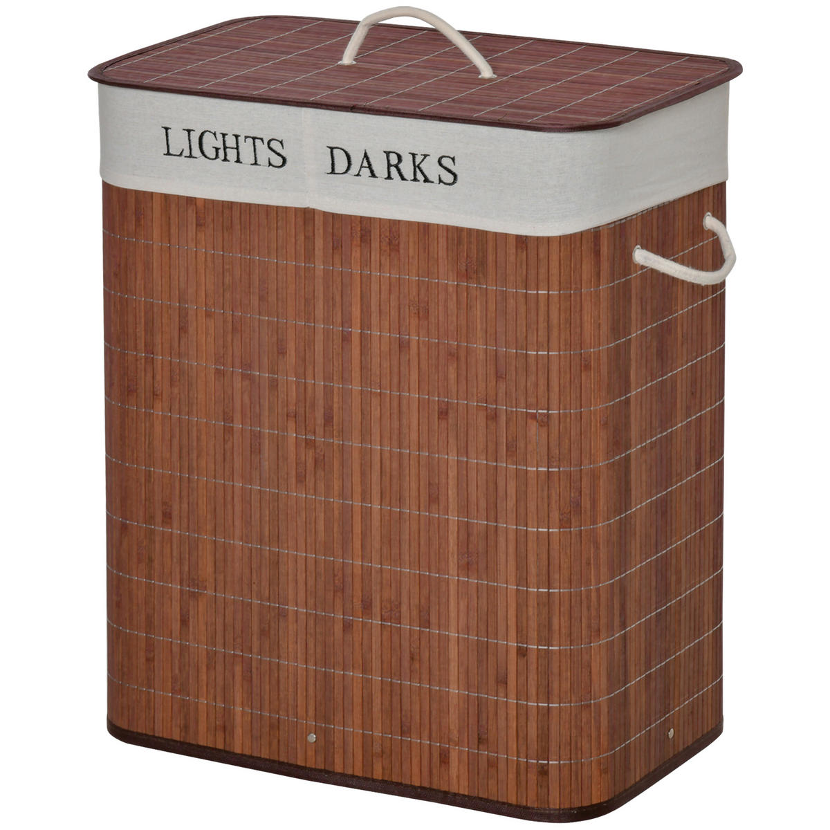 WÄSCHEKORB DE-09416 schmal mit Deckel 100L Braun - Braun, Naturmaterialien (52/63/32cm) - ComfortXL