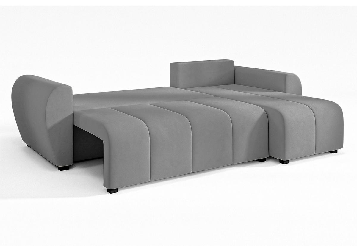 ECKSOFA L Form Malatya Hellgrau 246/145/82 cm stilvolle mit Schlaffunktion R - Hellgrau/Schwarz, Kunststoff/Textil (246/145cm) - AX Living