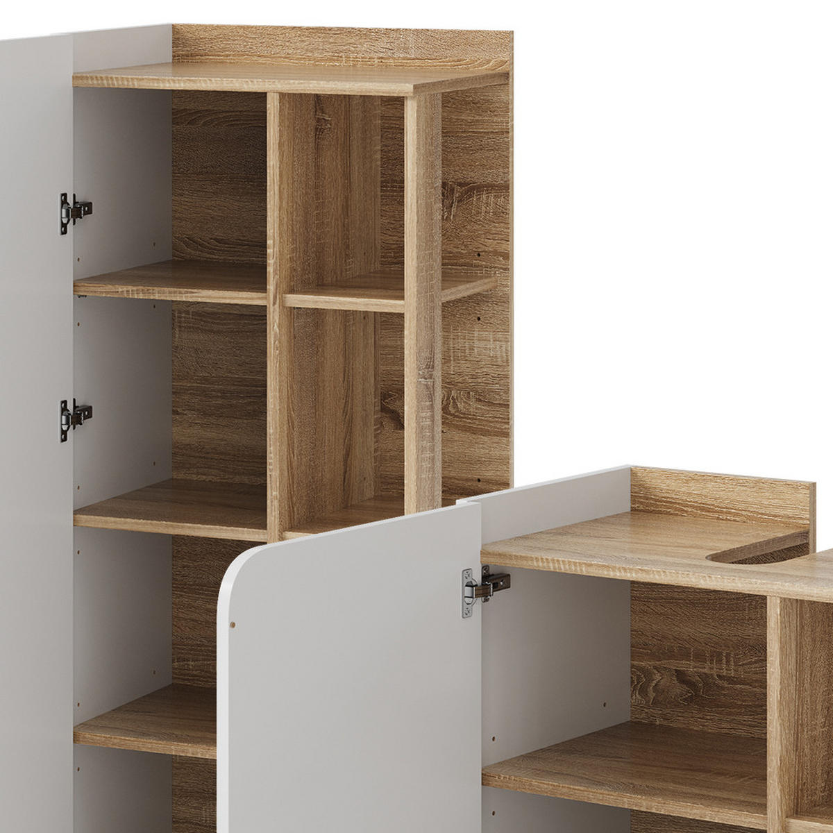 BADMÖBEL-SET Karen Sonoma/Weiß 3 Teile - Weiß/Sonoma Eiche, Holzwerkstoff (60/65/35cm) - Vicco