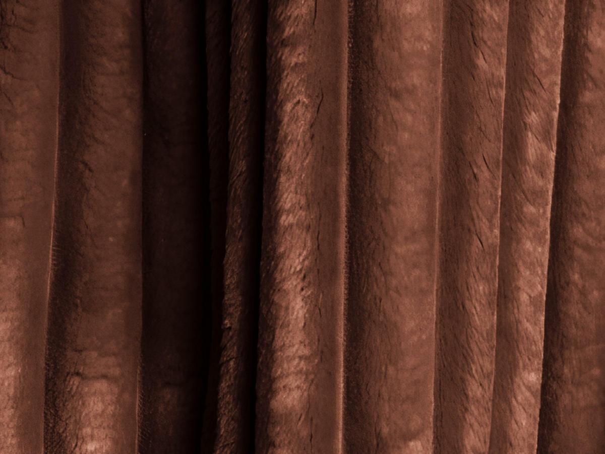 POUF Cord Orange - Terracotta/Schwarz, Holzwerkstoff/Kunststoff (75/37/75cm) - Makamii