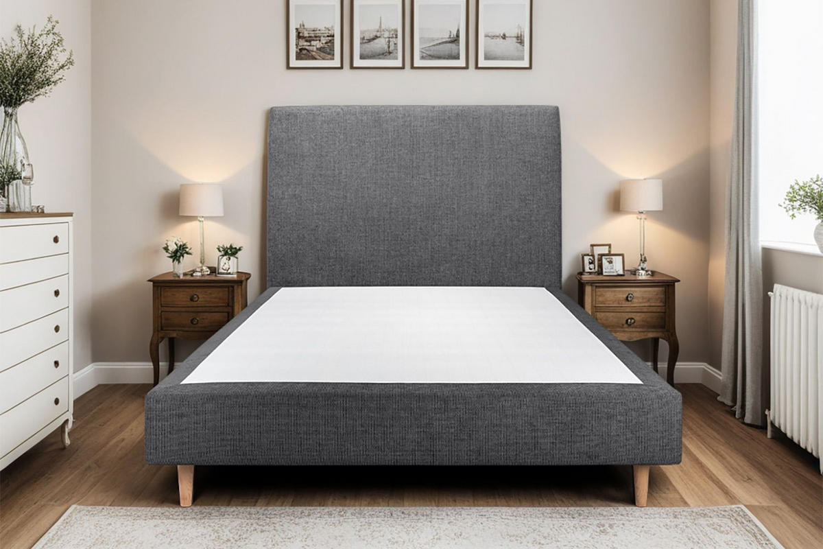 KOPFTEIL gepolstertes – schwarzer Stoff - 135 cm - Beige/Schwarz, Holz (135/120/10cm) - Sommeil de Plomb