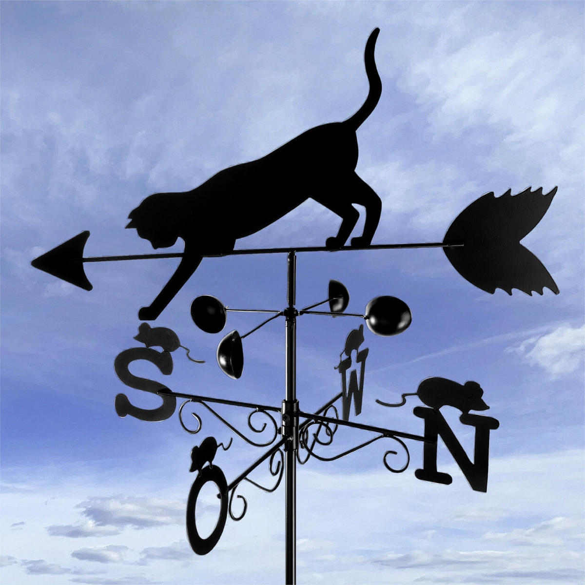 WETTERFAHNE Katze - Schwarz, Metall (40/170/50cm)