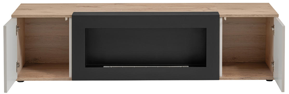 TV-LOWBOARD Viking Eiche, Kaschmir 160 cm, TV Unterschrank mit Ethanol Kamin - Kaschmir/Eichefarben, Holzwerkstoff/Kunststoff (160/45/42cm) - Inn.Furn