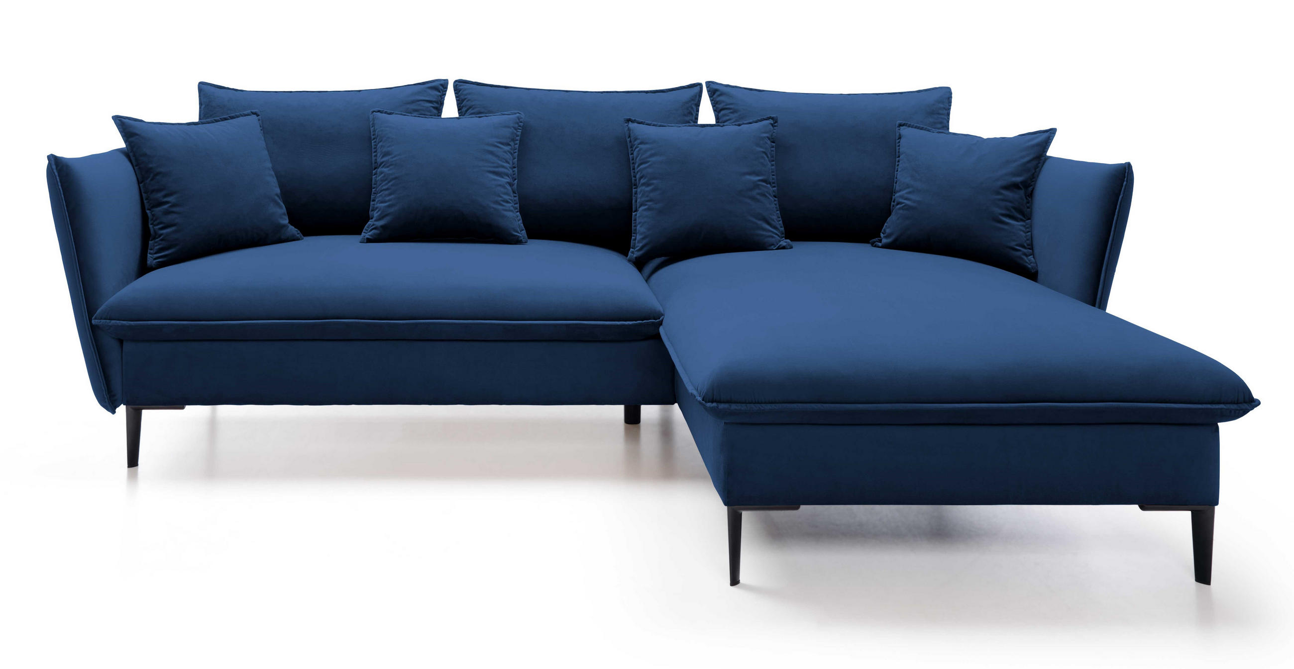 ECKSOFA Flavio mit Schlaffunktion, Bettkasten 260 cm, Rechts, Dunkelblau - Dunkelblau, Holz (167/258cm) - Emporius