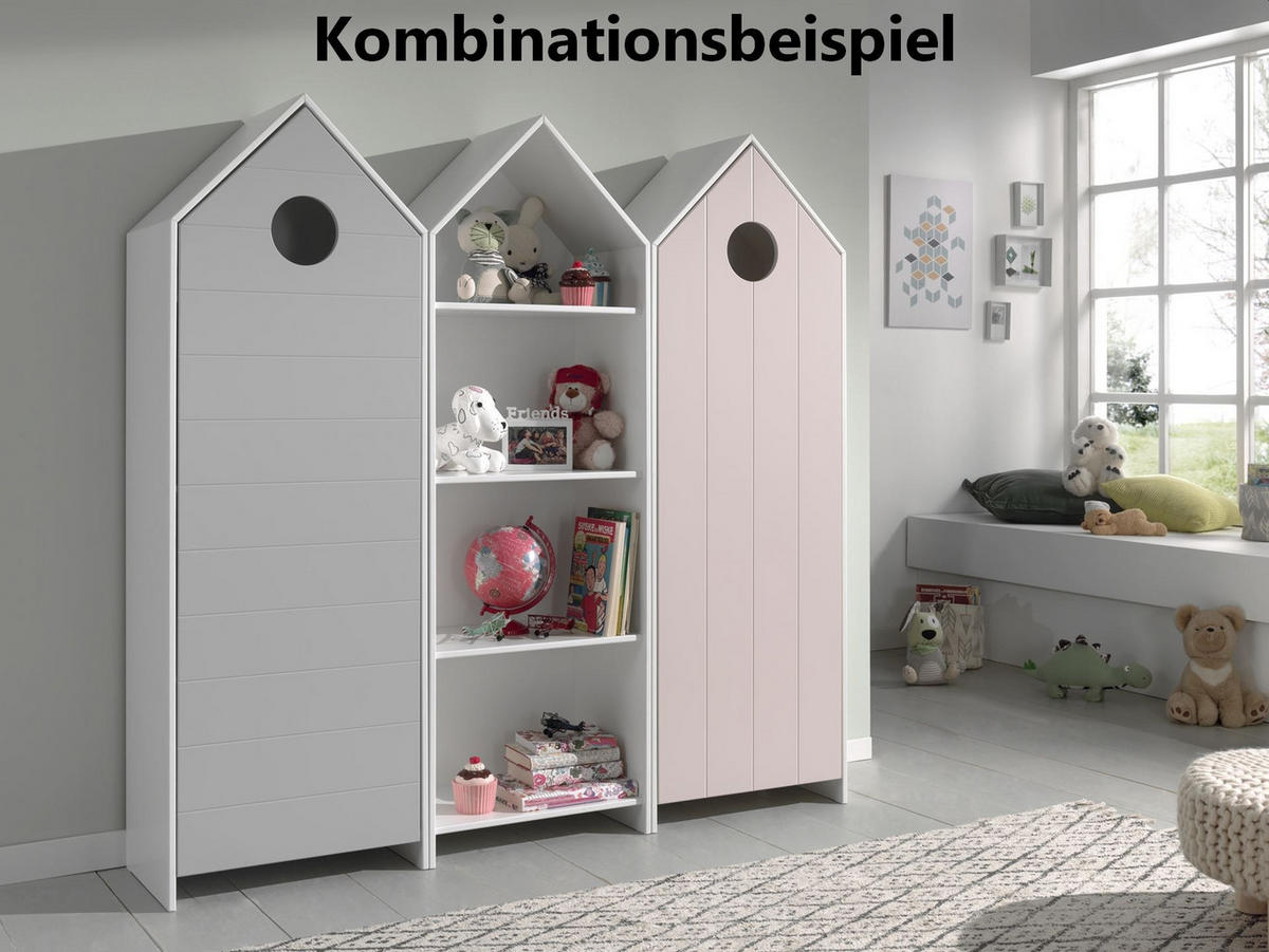 REGALSCHRANK Kania 58x37x171 MDF+Holzwerkstoff Weiß /Grau - Weiß/Grau, Holzwerkstoff (58/171/37cm) - 58aufmkessel
