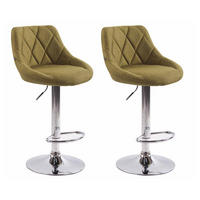 BARHOCKER Lazius, 2er Set, Gestell Metall in Chromoptik, Stoff Grün - Chromfarben/Grün, Textil/Metall (46/100/49cm) - TPFLiving
