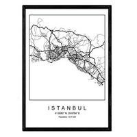 POSTER Istanbul Nordischer Stil A3 Schwarzer Rahmen - Schwarz, Papier (29.7/5/42cm) - Nacnic