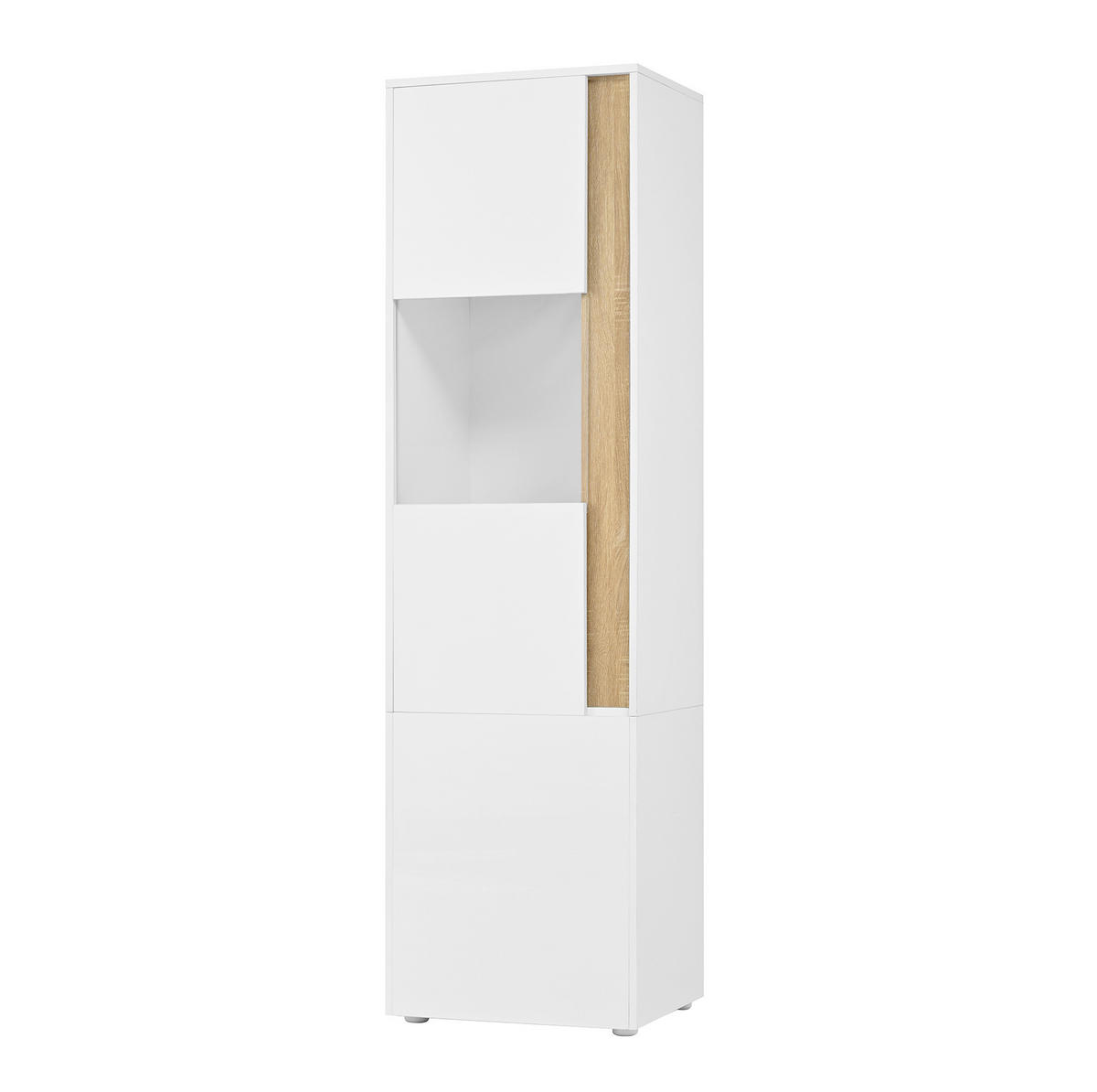 VITRINE 50/40/179 cm aus Spanplatte und Acryl mit LED-Beleuchtung Weiß/Natur - Naturfarben, Holzwerkstoff (50/179/40cm) - Modenvie