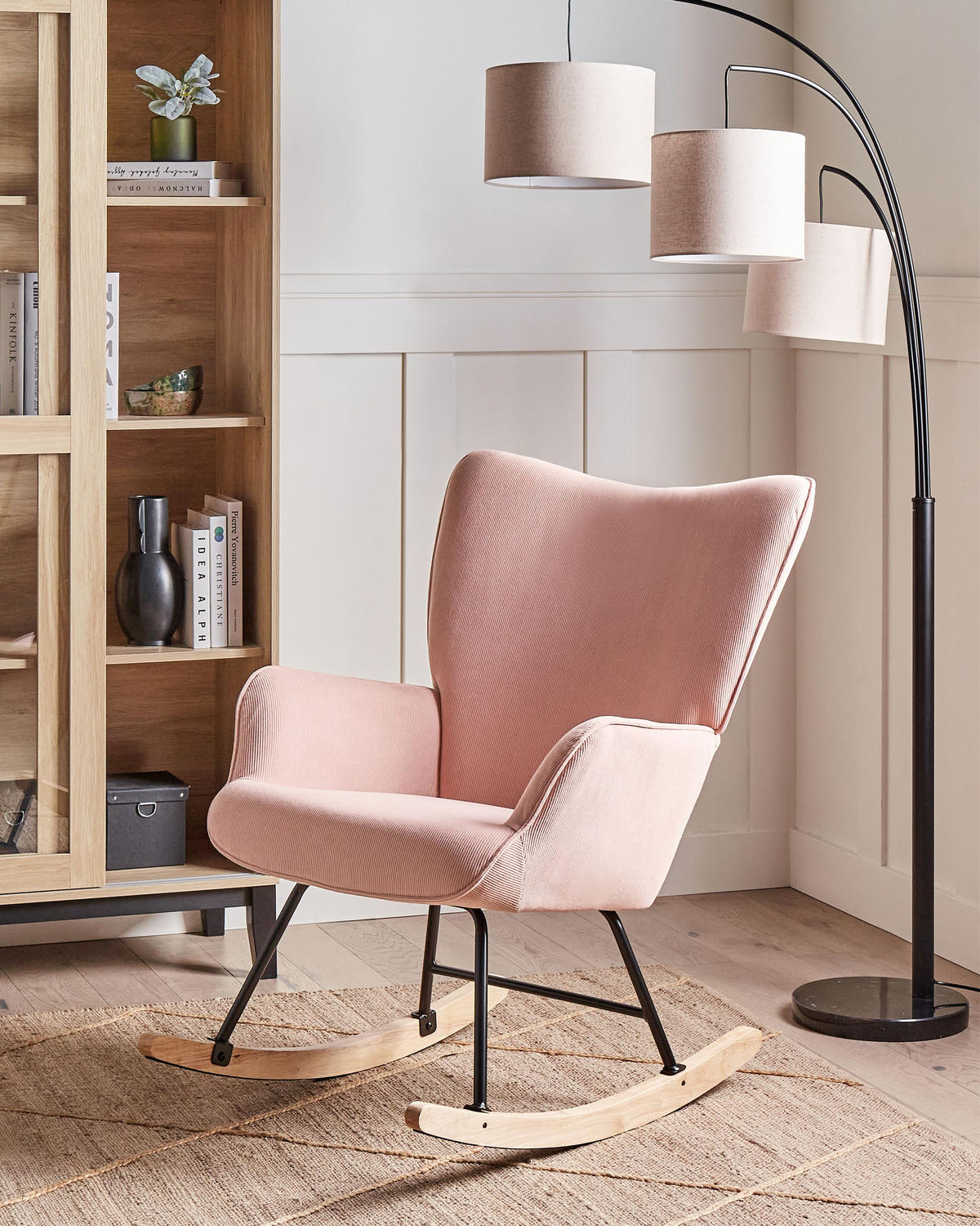 SCHAUKELSESSEL Rosa Arset - Pink/Schwarz, Textil (71/104/83cm) - Beliani