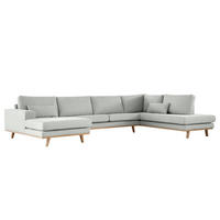 WOHNLANDSCHAFT mit Longchair - Buchefarben/Grau, Textil (371/81/219cm) - home24