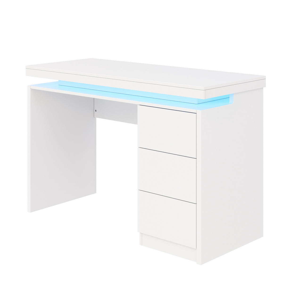 ANRICHTE 120/50/78,5 cm in Weiß mit 3 Schubladen und LED-Beleuchtung - Weiß, Holzwerkstoff (120/78.5/50cm) - Flora Grace
