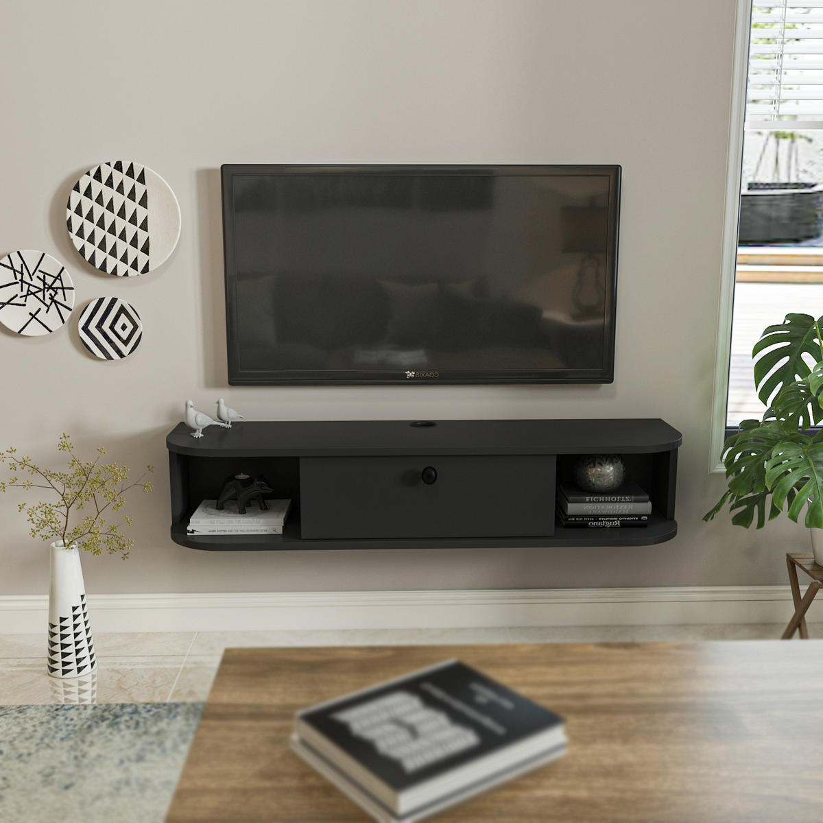 TV-ELEMENT Ibarra 120 cm Anthrazit - Grau, Holzwerkstoff (120/23.4/29.6cm) - Decorotika