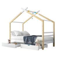 HAUSBETT 90/200 cm in Weiß – mit Satteldach, 2 Schubladen und Liegefläche 90/200 cm - Weiß, Holz (90/200cm) - BEAOK