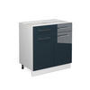 KÜCHENUNTERSCHRANK Fame-Line Dunkelblau Hochglanz 80 cm ohne AP - Weiß/Dunkelblau, Holzwerkstoff (80/82/51.6cm) - Vicco