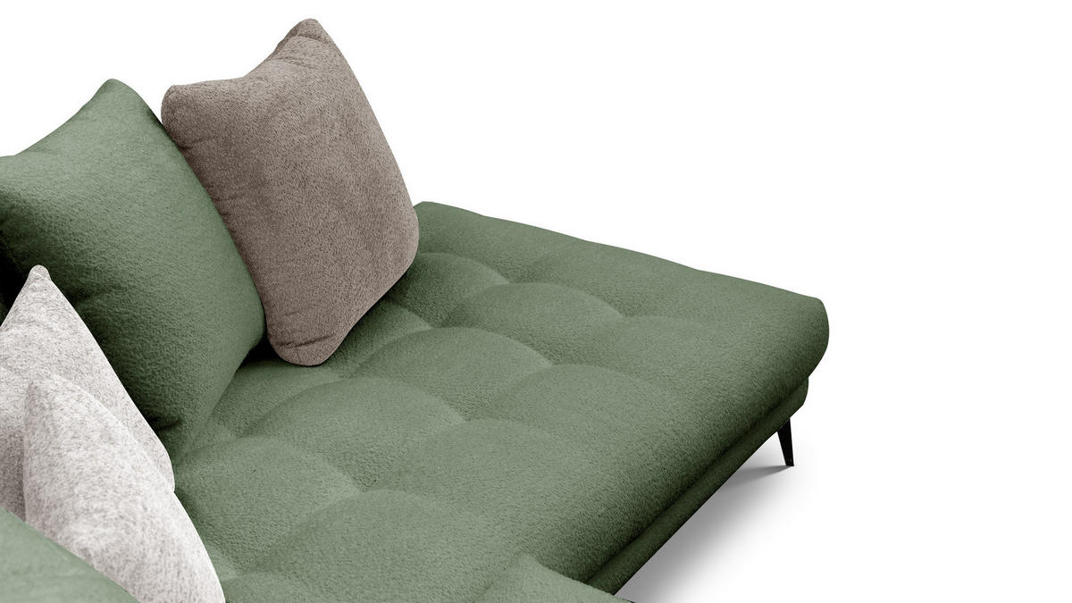 ECKSOFA CALME 5-Sitzer, olive und beige - Olivgrün, Holz/Textil (294/229cm) - Courtois Laville