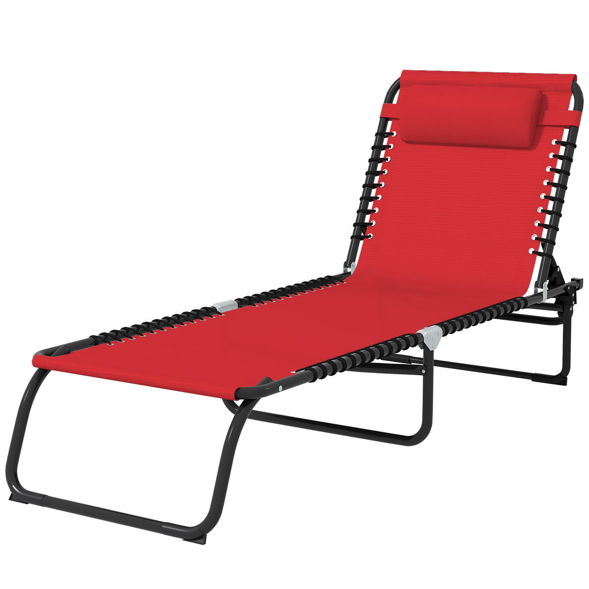 SONNENLIEGE DE-15605 klappbar, 4-fach verstellbar, inkl. Kissen Rot - Weinrot, Metall (58/30/189cm) - ComfortXL