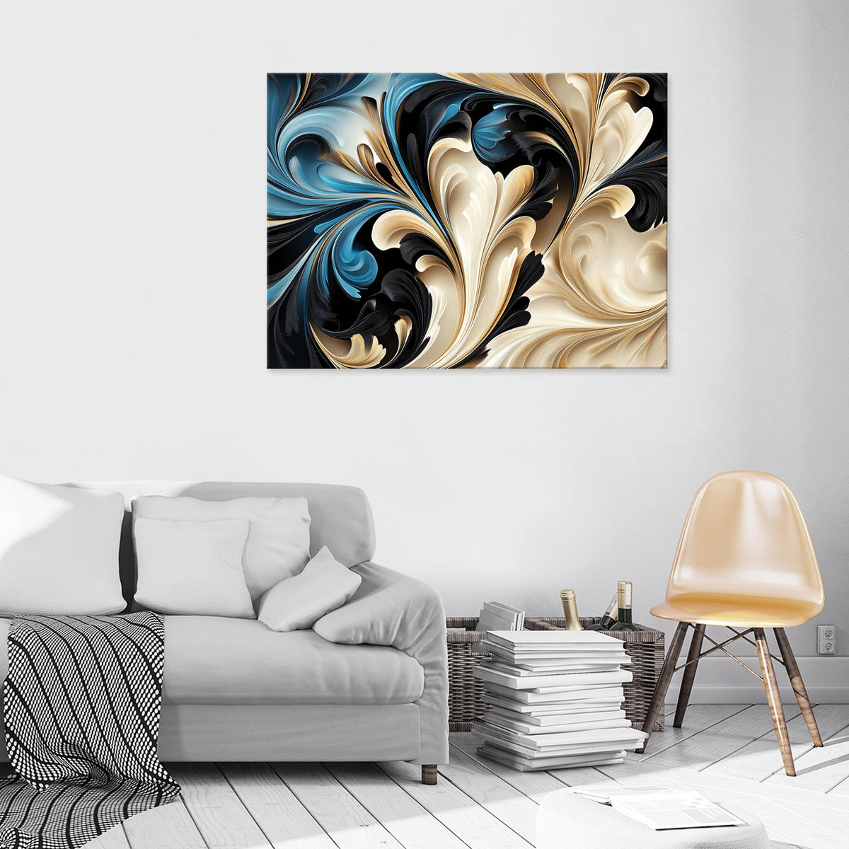 LEINWANDBILD Abstrakt Beige Modern 100x70 - Multicolor, Holzwerkstoff (100/70cm) - Wallarena