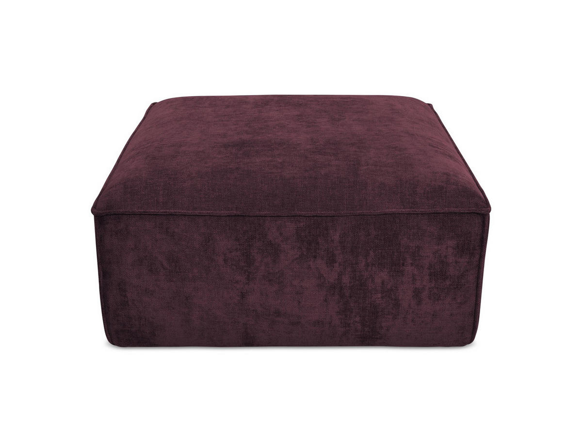 POUF Chenille Stoff Rot - Rotbraun/Schwarz, Holzwerkstoff/Kunststoff (87/46/87cm) - Makamii