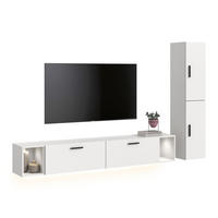 WOHNWAND INKL BELEUCHTUNG The One weiß 259/34/182 cm - Weiß, Holzwerkstoff (259/182/34cm) - Xonox