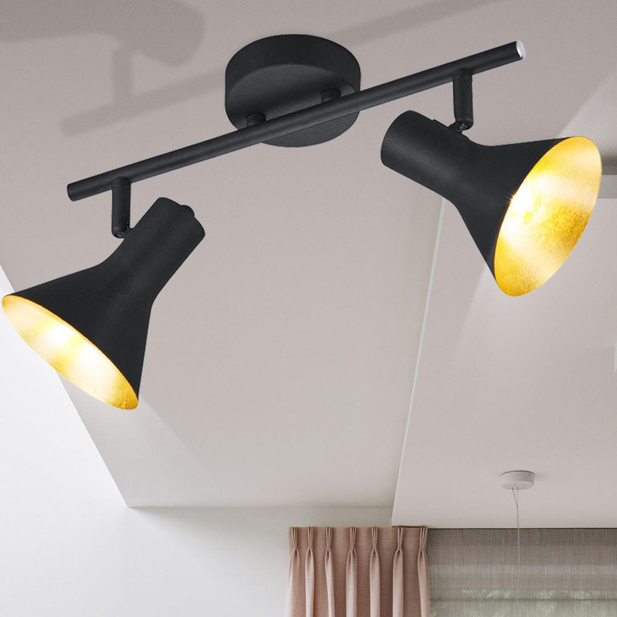 LED DECKENLEUCHTE Metall Schwarz Gold - Schwarz, Metall (11/33/21cm)