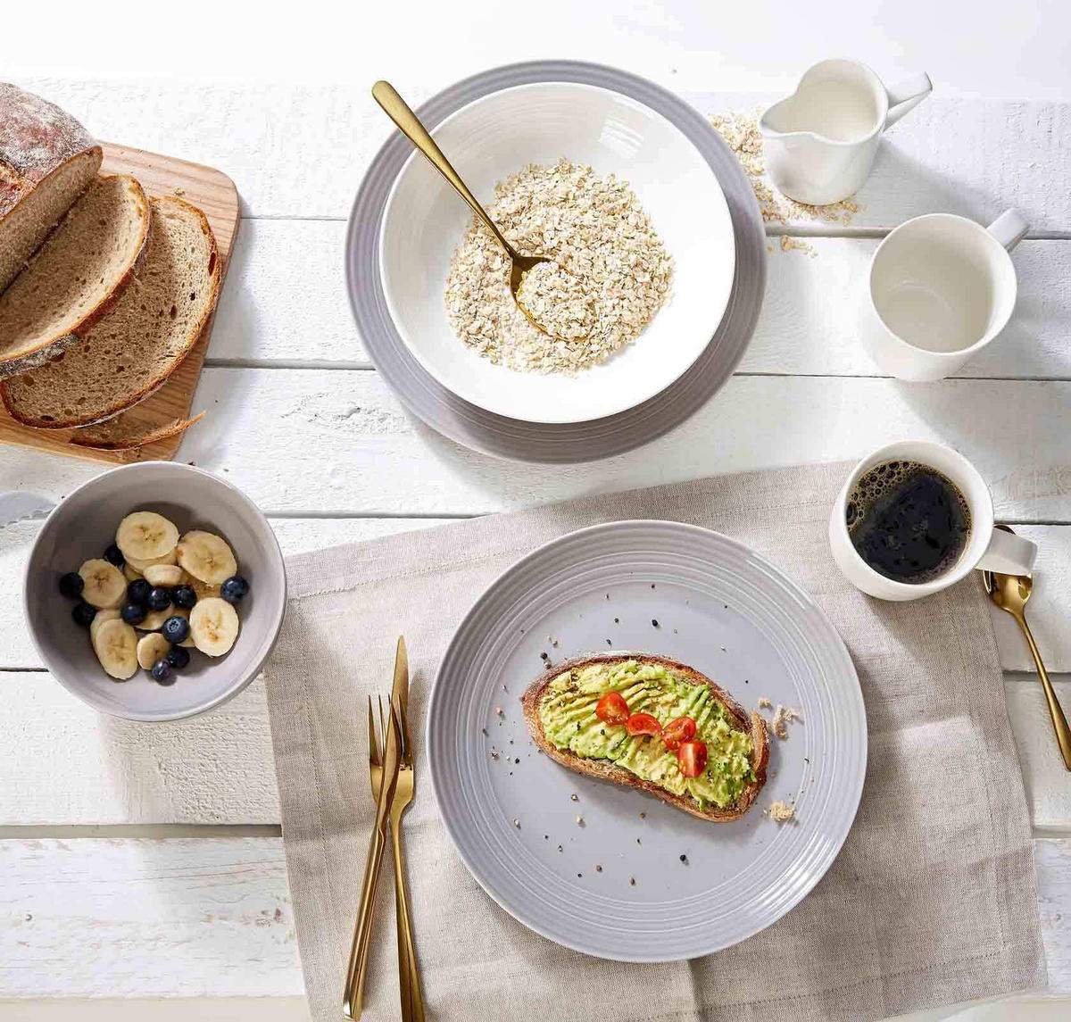 KAFFEESERVICE Levi Grau 18er Set - Grau, Keramik (1/1/1cm) - Ritzenhoff Breker