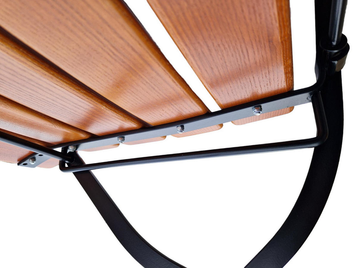 BIERGARTENSTUHL BERGWIESE 1-Sitzer 89x40x42cm Eschenholz Schwarz/Braun - Braun, Holz (40/89/42cm) - CHEFGASTRO
