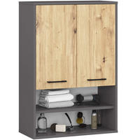HÄNGESCHRANK Grau, Eiche Artisan 64x94x30 cm - Silberfarben/Eiche Artisan, Holzwerkstoff/Kunststoff (64/94/30cm) - Akord
