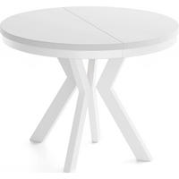 ESSTISCH Savio Weiß Neo rund ausziehbar verlängerbar, Weiß 80-130/80/77 cm - Weiß, Holz/Holzwerkstoff (80/80/77cm) - WFL GROUP