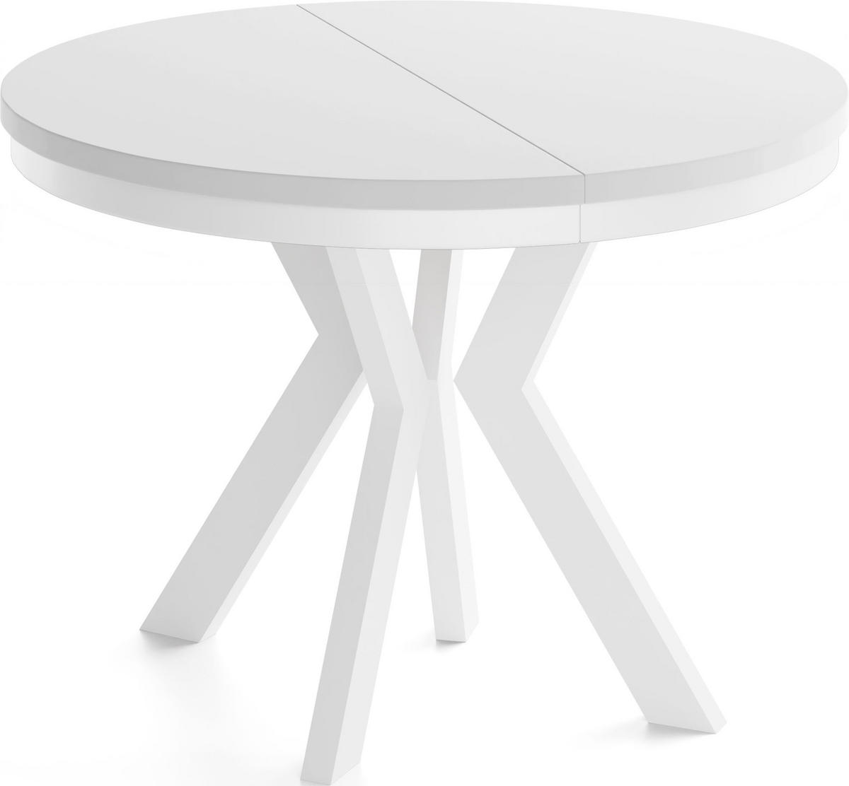 ESSTISCH Savio Weiß Neo rund ausziehbar verlängerbar, Weiß 80-130/80/77 cm - Weiß, Holz/Holzwerkstoff (80/80/77cm) - WFL GROUP