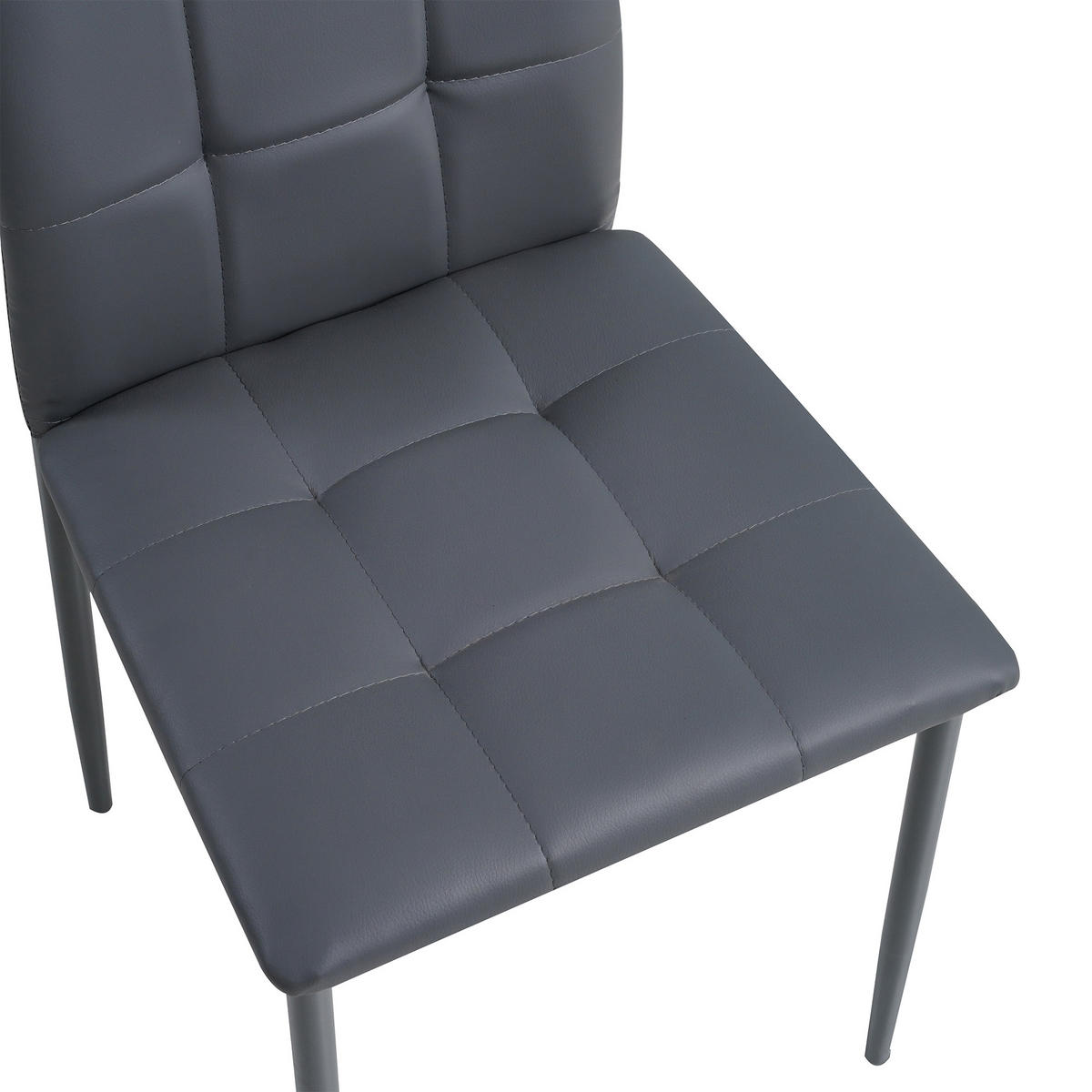 STUHL RIMINI Lederimitat Metallbeine 6er Set Grau - Grau, Kunststoff/Metall (41/97/38cm) - Albatros