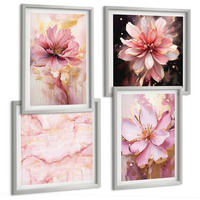 BILDER SET 4er Set - 50x50 cm & 40x60 cm Silberner Rahmen - Blumenarrangements aus weißen Rosen - Silberfarben, Kunststoff (50/50cm) - TULUP