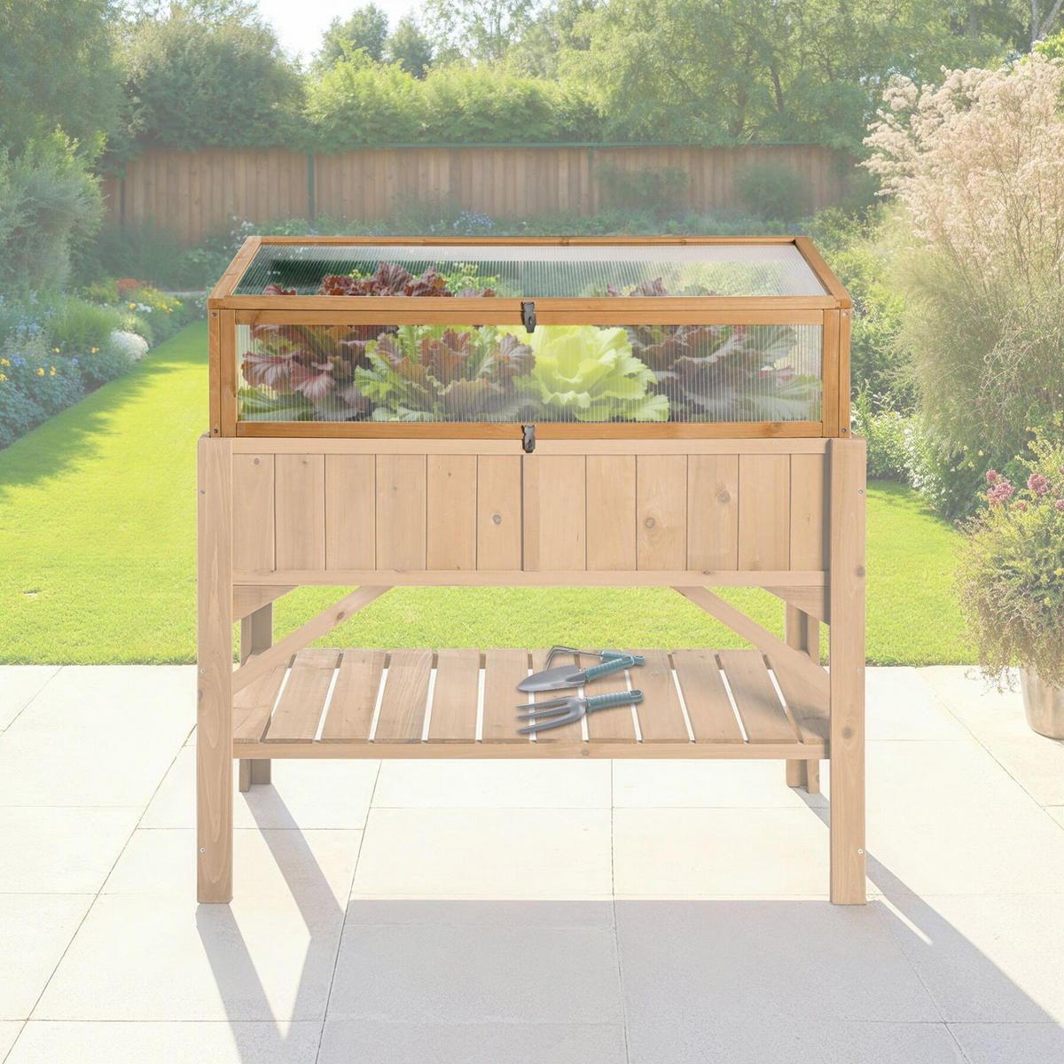 FRÜHBEET Aufsatz, 115 x 53 x 34 cm,braun - Braun, Holz (53/34/115cm) - tectake