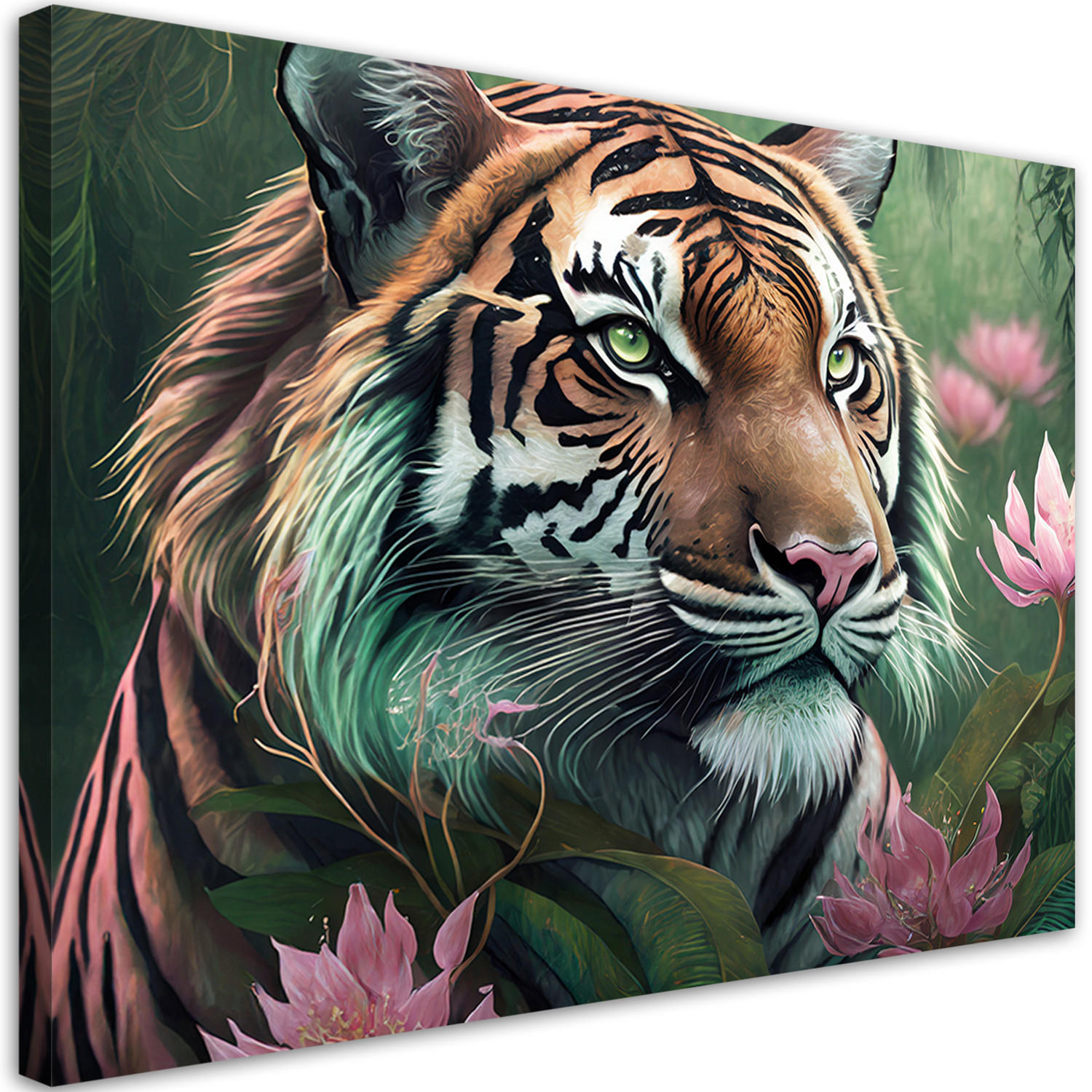 WANDBILD tiger tropische tiere - Pink, Textil (60/40cm) - Feeby